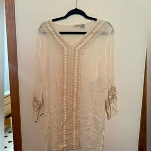 Raya Sun Cream Tunic with Embroidery